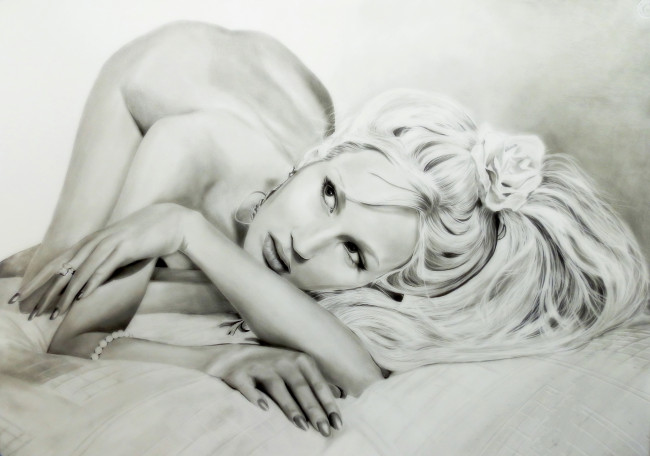 Обои картинки фото рисованное, люди, взгляд, фон, девушка