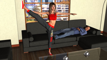 Картинка 3д+графика люди+ people фон девушка взгляд