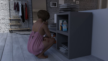 обоя 3д графика, люди , people, фон, взгляд, девушка