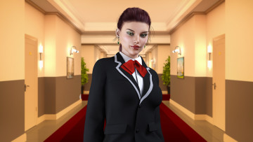 Картинка 3д+графика люди+ people взгляд фон девушка