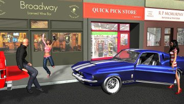 Картинка 3д+графика люди-авто мото+ people-+car+ +moto фон взгляд девушки