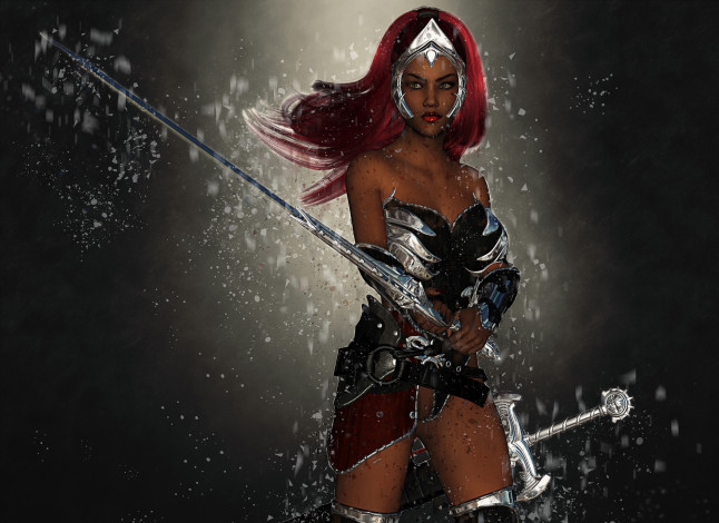 Обои картинки фото 3д графика, фантазия , fantasy, фон, взгляд, девушка