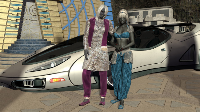 Обои картинки фото 3д графика, фантазия , fantasy, фон, взгляд, девушки