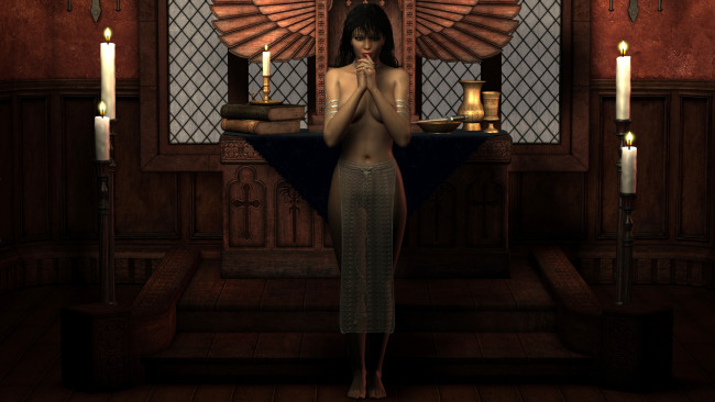 Обои картинки фото 3д графика, фантазия , fantasy, фон, взгляд, девушка