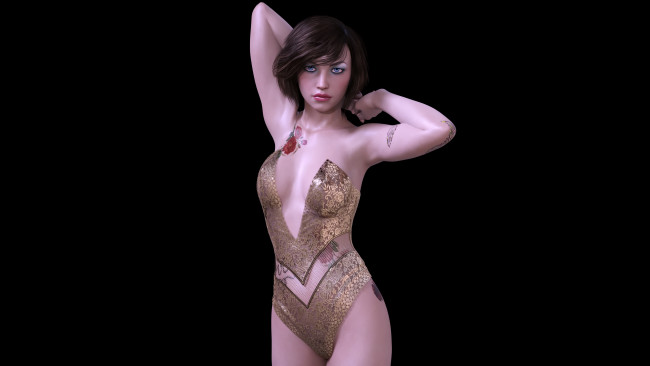 Обои картинки фото 3д графика, люди , people, девушка, фон, взгляд