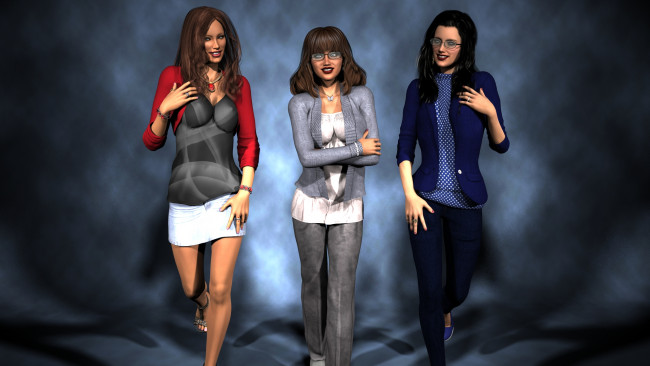 Обои картинки фото 3д графика, люди , people, фон, взгляд, девушки