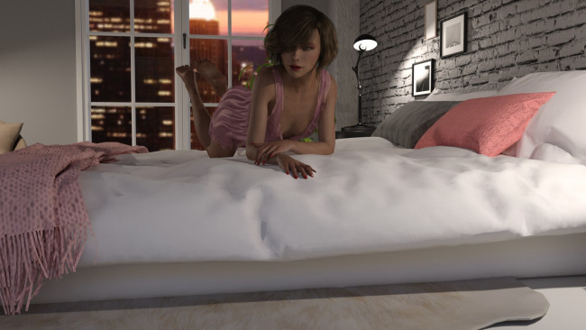 Обои картинки фото 3д графика, люди , people, фон, взгляд, девушка