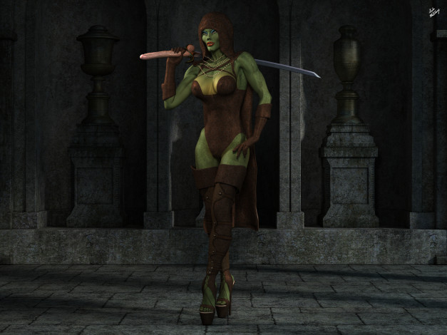 Обои картинки фото 3д графика, фантазия , fantasy, девушка, фон, взгляд