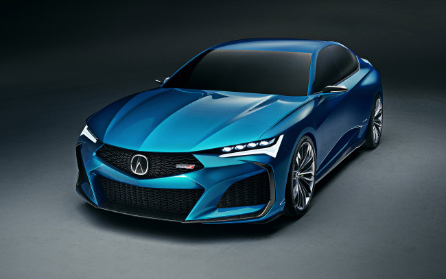 Обои картинки фото 2019 acura type s, автомобили, acura, type, s, концепт, 2019, экстерьер, вид, спереди, синий, седан, новинка, японские
