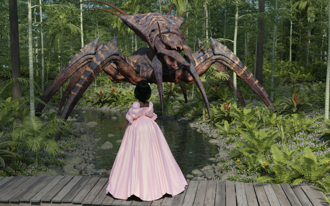 Обои картинки фото 3д графика, фантазия , fantasy, фон, взгляд, девушка