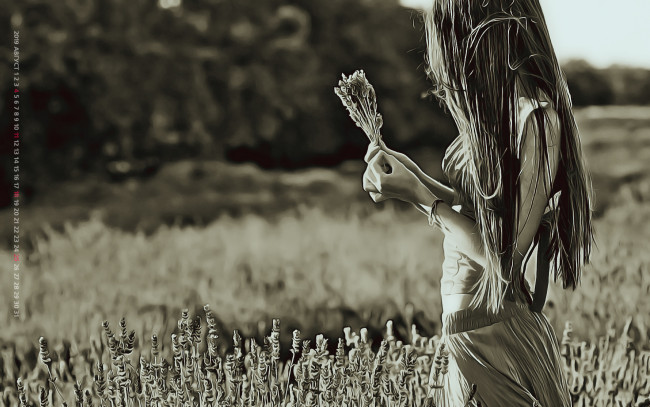 Обои картинки фото календари, компьютерный дизайн, природа, профиль, женщина, calendar, 2019, растение, девушка