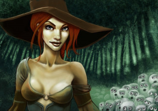 Картинка фэнтези маги +волшебники девушка фон взгляд шляпа существо