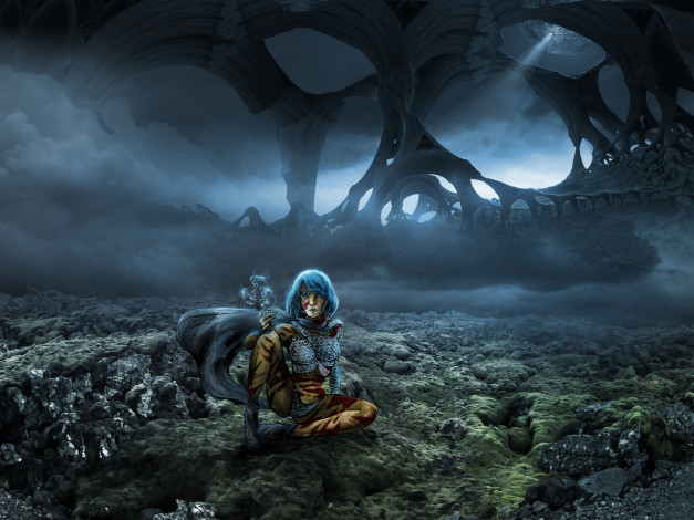 Обои картинки фото фэнтези, иные миры,  иные времена, девушка, фон, униформа, взгляд