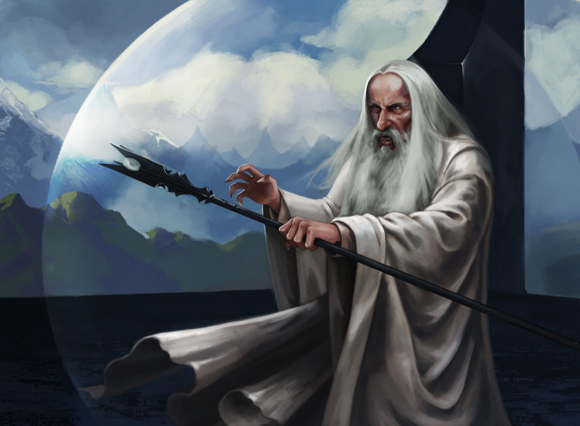 Обои картинки фото фэнтези, _lord of the rings, мужчина, фон, посох