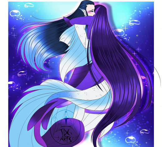 Обои картинки фото аниме, mo dao zu shi, цзянь, чэн, лань, сичень, русалки