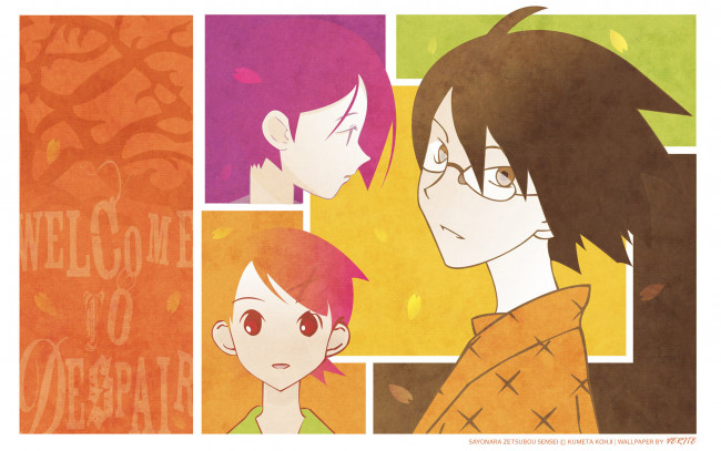 Обои картинки фото аниме, sayonara zetsubo sensei, учитель, девочки