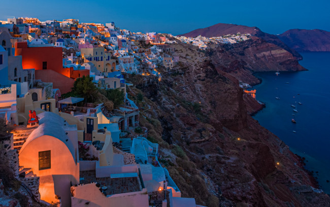 Обои картинки фото города, санторини , греция, панорама