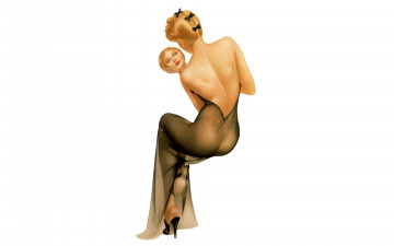 Картинка рисованное alberto+vargas блондинка пеньюар каблуки зеркало