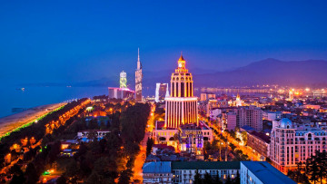 Картинка батуми города -+огни+ночного+города панорама огни море горы