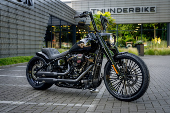 обоя мотоциклы, harley-davidson, softail, fat, boy, 114, customized, custombikes, darkline, thirty