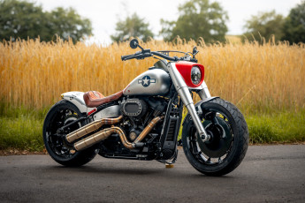 обоя мотоциклы, harley-davidson, softail, fat, boy, 117, customized, custombikes, shimmy, iv