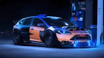 Картинка ford+focus+rs+2015 автомобили виртуальный+тюнинг черный неон банкомат