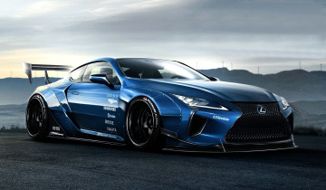 Картинка lexus+lc автомобили виртуальный+тюнинг синий горы