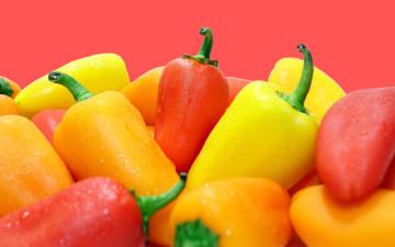 Картинка еда перец красный желтый капли