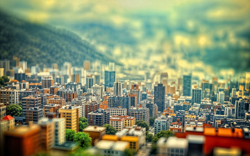 обоя города, - панорамы, панорама, дома, горы