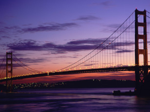 обоя golden, gate, at, dusk, города, сан, франциско, сша