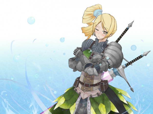 Обои картинки фото аниме, weapon, blood, technology