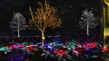 Картинка 3д графика nature landscape природа деревья тёмный цветы