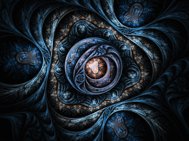 Обои картинки фото 3д, графика, fractal, фракталы, абстракция, узор, тёмный