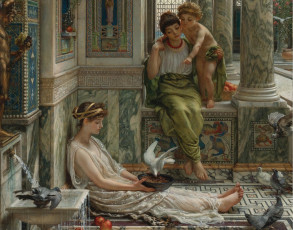 Картинка рисованные sir edward john poynter девушки дети голуби