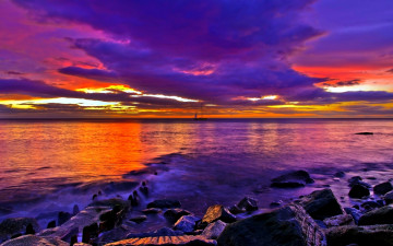 Картинка beautiful evening природа побережье вечер море тучи яхта