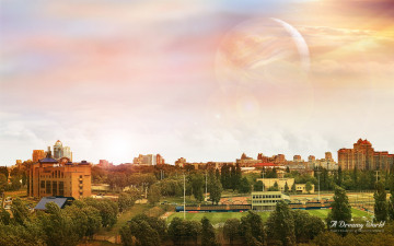 Картинка разное компьютерный дизайн планета облака город дома