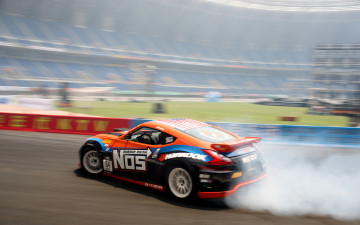 Картинка спорт drift дрифт занос дым ниссан nissan 370z