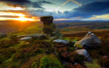 Картинка sunset природа восходы закаты тучи камни холм закат