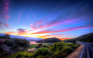 Картинка sunset scenery природа дороги закат поле дорога