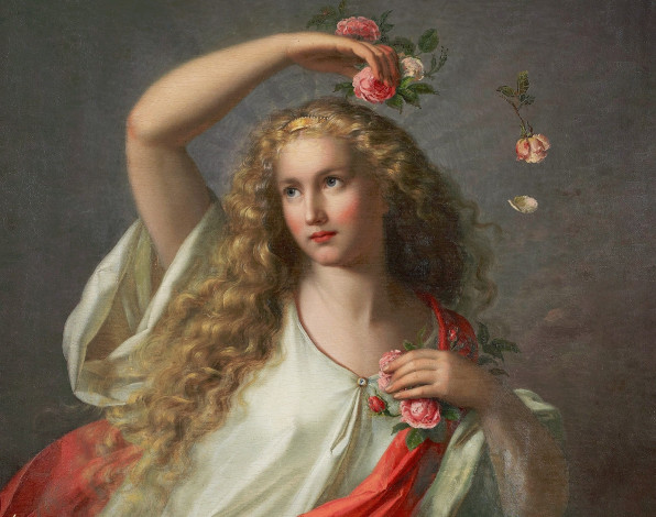 Обои картинки фото рисованные, nathanael, schmitt, tyskland, девушка, и, цветы