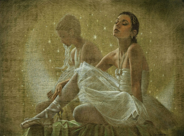 Обои картинки фото рисованные, walter, girotto, девушка, балерина