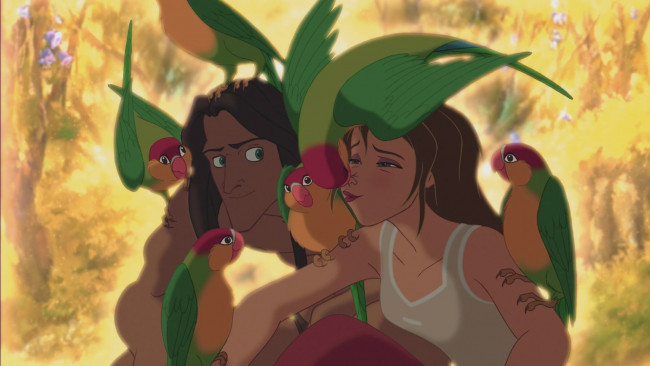 Обои картинки фото тарзан, мультфильмы, tarzan, попугай, девушка