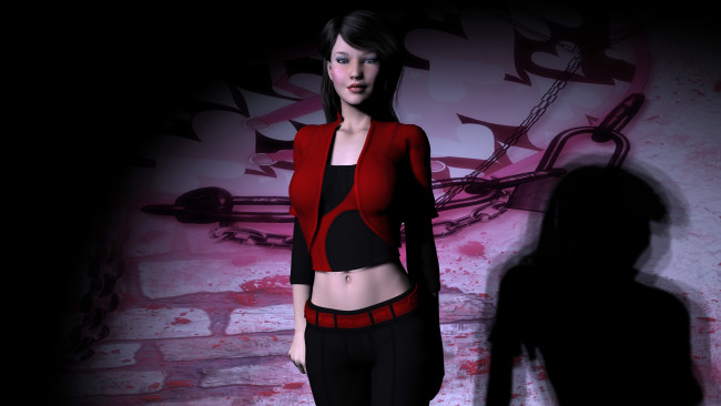 Обои картинки фото 3д, графика, people, люди, взгляд, тень