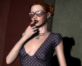 Картинка 3д+графика люди+ people очки взгляд девушка