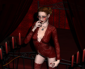 Картинка 3д+графика люди+ people взгляд девушка очки