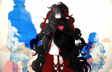 Картинка аниме mekakucity+actors арт брюнетка силуэты девочка парень девушка