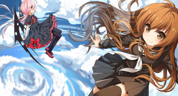 Картинка аниме *unknown+ другое девушки облака toradora небо арт полёт