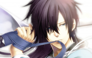 Картинка аниме hakuoki hakuouki shinsengumi kitan saitou hajime парень самурай меч ткань лента