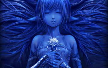 Картинка аниме *unknown+ другое броня bouno satoshi девушка уши цветок спит