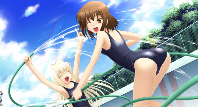 Обои картинки фото аниме, *unknown , другое, вода, девушки, брызги